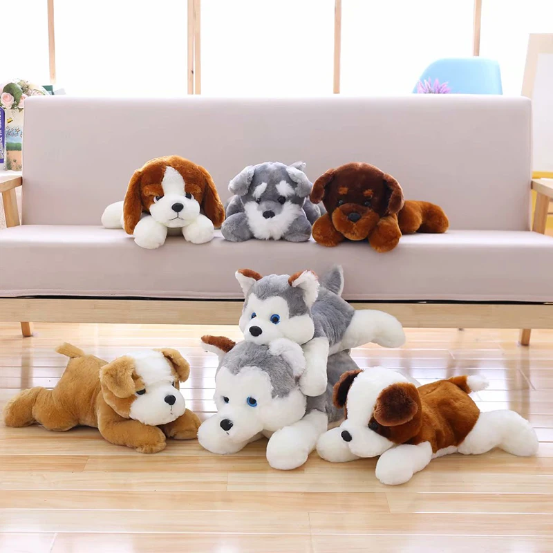 

World's Six Famous Dogs Simulation Doll Husky Bernard Bulldog Schnauzer Buster Rovina Exquisite Home Furnishing kid's plush toys