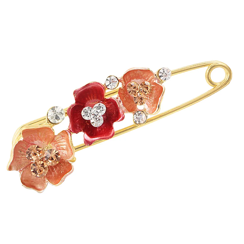 Women Fashion Rhinestone Crystal Gold Tone Safety Pin Jewelry Brooch Breastpin - Catch Scarf, Lapel or Collar