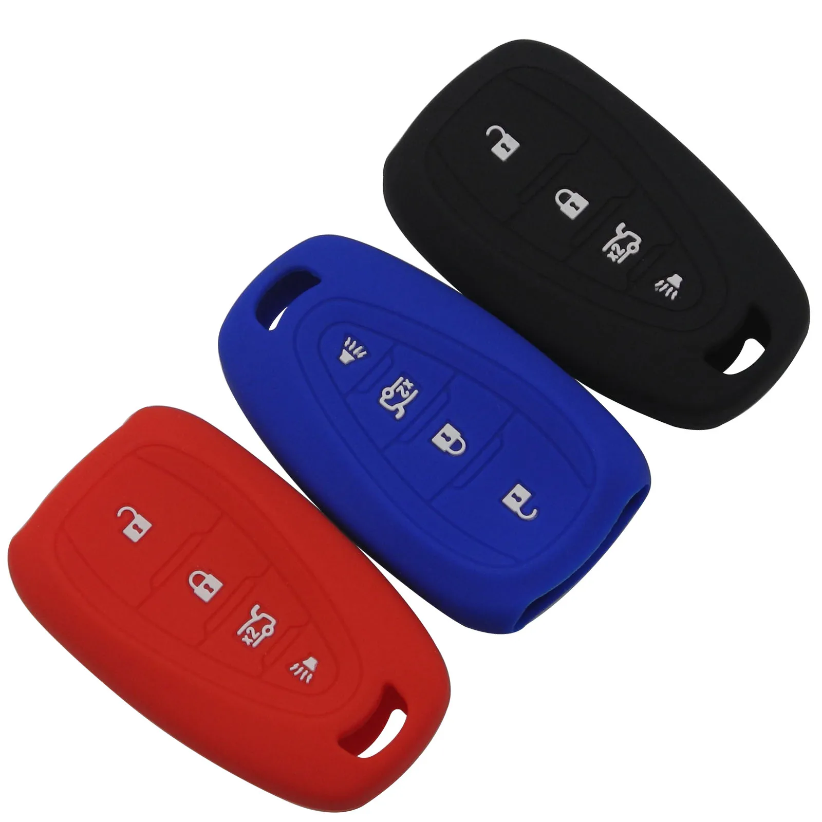 

jingyuqin For Chevrolet Cruze Silicone Remote Flip Key Case Fob Shell Cover Skin Holder 4 Button 2016 2017 2018 2019