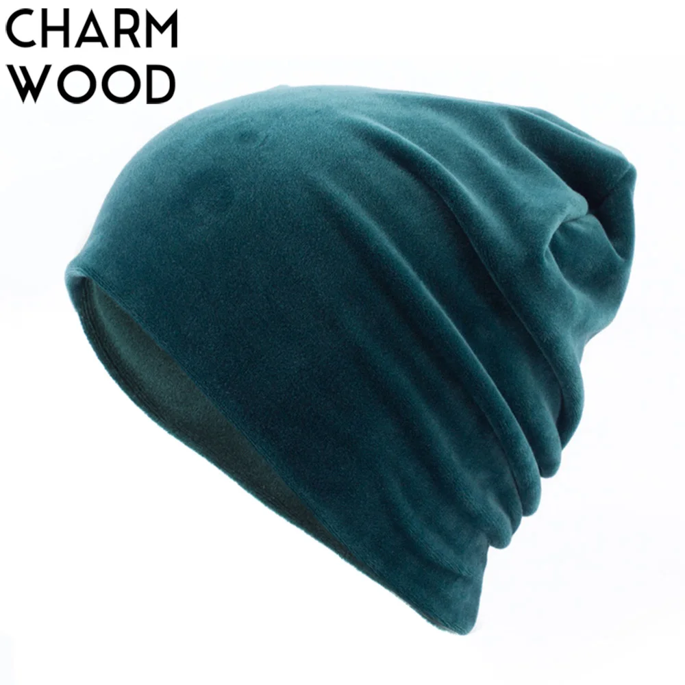 

Women's Velour Beanie Hat Casual Polyester Skullies Beanies For Women Winter Velvet Plain balaclava Bonnet Sapka