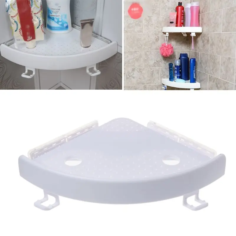 

Bathroom Corner Shelf Triple Wall Corner Mount Storage Holder Non-Marking Shelf