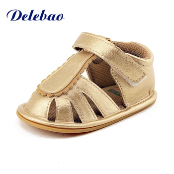 

Delebao Summer New Design Gold Color Baby Sandals Purfle Hook & Loop Hook & Loop Sole Infant Toddlers Baby Shoes