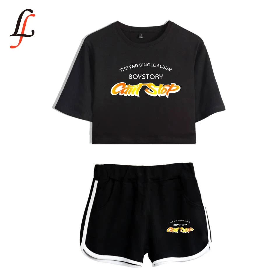 New Female Fitness  Two Piece Set short Sleeve short Tops And middle Waist Shorts Suits combinaison femme 2019 Boystory shein