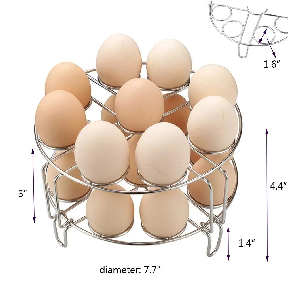 Двухслойная корзина из нержавеющей стали для яйцеварка-18 яиц подходит для кастрюля для быстрого приготовления и скороварки, яйцерезка и зажим бесплатно