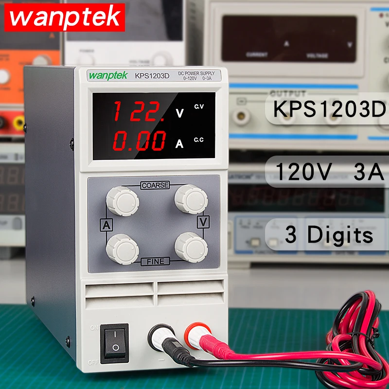 Banco de Alimentação Wanptek Ajustável Laboratório dc Transformadores 3 Display Digital Interruptor Fonte Alimentação Transformador Kps1203d 120 v 3a
