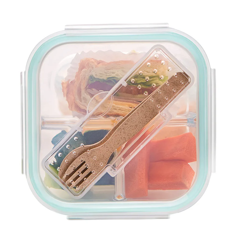 

1/2/3 Grid Lunch Box Glass Microwave Leakproof Bento Box Food Storage Box school food containers with compartments for Student