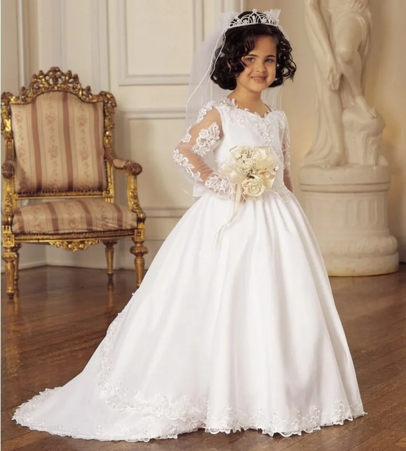 long sleeve lace first communion dresses