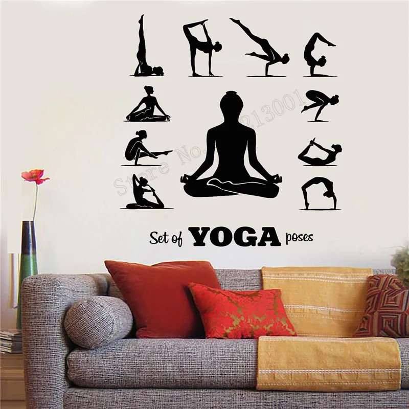 

Art Wall Sticker Yoga Center Pose Wall Decoration Girls Meditation Poster Beauty Relaxation Mural Ornament Sticker LY240