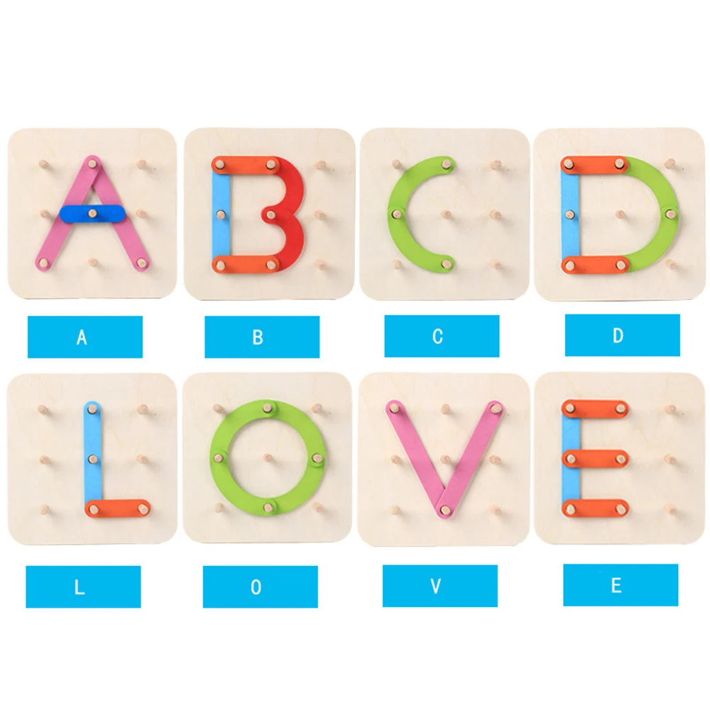 Деревянные геометрические формы колонны набор цифровой/буквы/Животные головоломки игрушки детское воображение развивающие игрушки