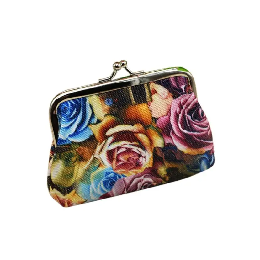 

Women's Coin Purses Lady Canvas Retro Vintage Rose Flower Hasp Small Wallet Change Pouch Key Card Holder Clutch Handbag #Y