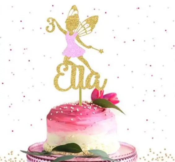 

personalize any name number Fairy girl birthday Cake Topper - anniversary cake topper, wedding cake toppers cake decoration
