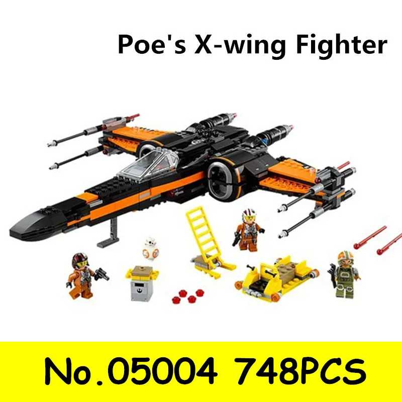 

05004 748Pcs Star Plan wars Blocks First Order Poe's X-wing Fighter Building Bricks compatible with 75102 Toys for Boys