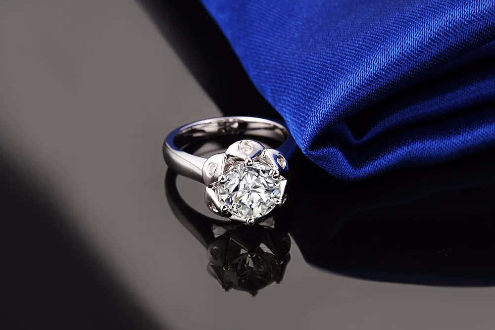 Цветочный стиль Super CHARLES& COLVARD 3CT обручальное кольцо из стерлингового серебра ювелирные изделия подарок для пота сердце