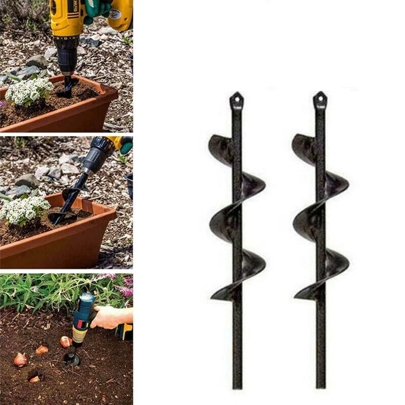 

2Pcs Planter Garden Auger Hole Digger Drill Bit Attachment ,Planter Garden Auger Hole Digger Drill Bit Attachment Great For Di