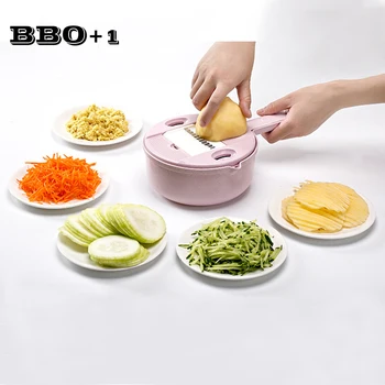 

Multifunctional Manual Chopper Vegetable Grater Cutter 6 Blades Stainless Steel Carrots Garlic Potato Slicer Gadget Kitchen Tool