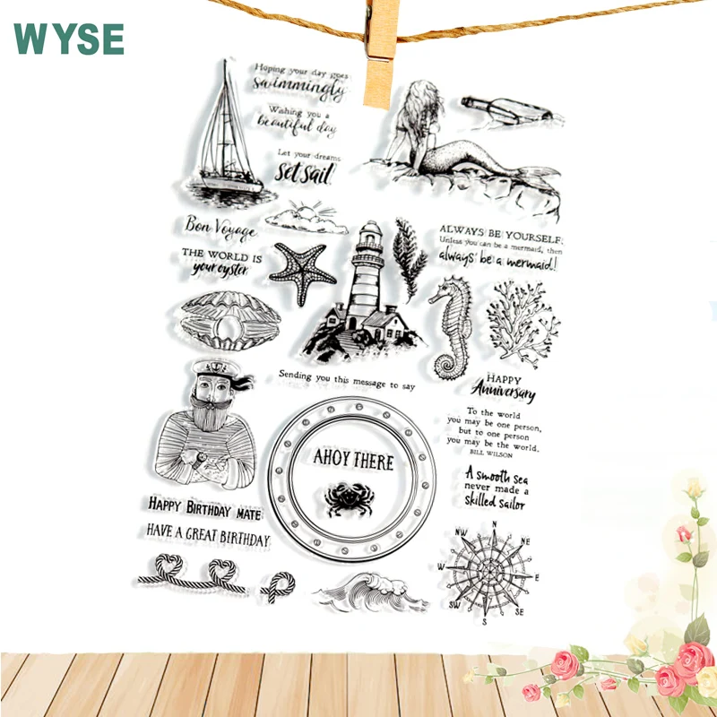 

Big size sea animal 22*30cm Transparent Silicone Stamp Clear stamps mermaid seal for Scrapbooking stamp Decorative DIY stamp
