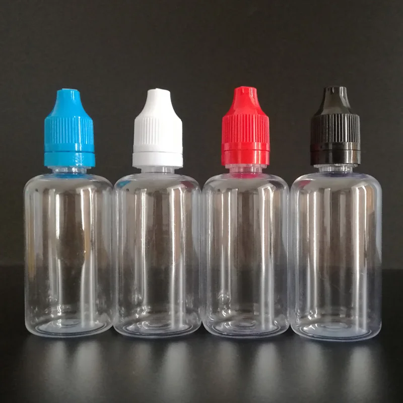 50ml Empty PET Clear E Liquid Dropper Bottles with Tamper Evident Caps