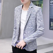 Весна мужской блейзер для отдыха тонкий тип культивировать нравственность красивый блейзер с цветами