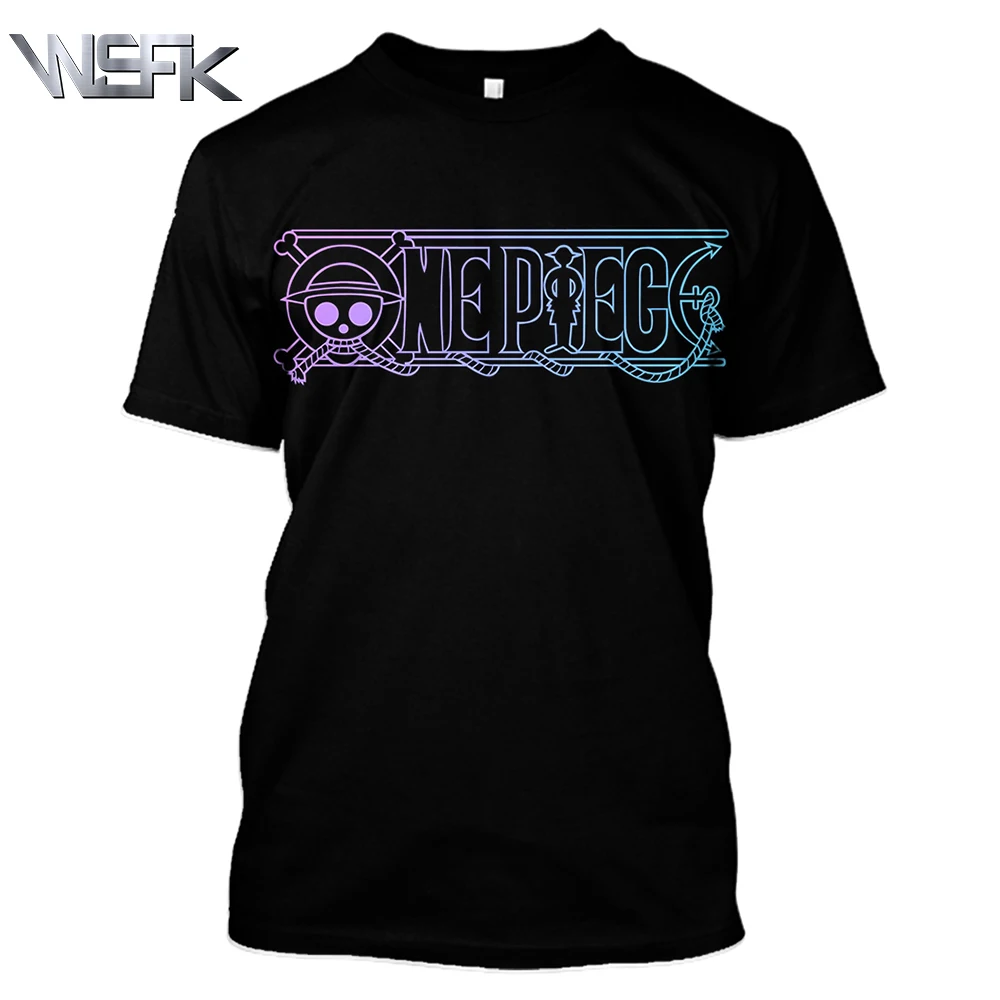 

WSFK 2019 Men's and Women's Short Sleeve Sweatshirt 3D Print Anime One Piece Pure Color O-Neck Casual T-Shirt