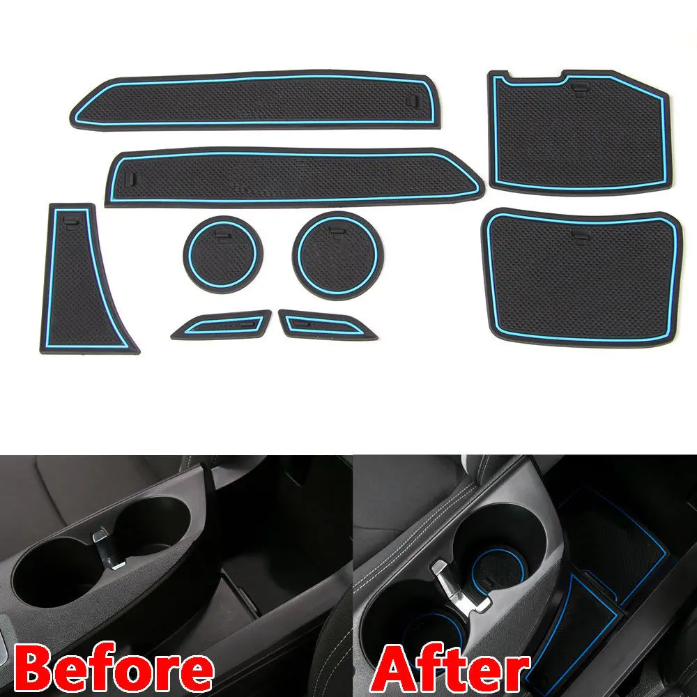 9x Anti Non-slip Interior Door Tail Gate Slot Pad Rubber Cup Holder Mat Sticker Fit For Chevrolet Camaro 17+ Blue Car Styling |