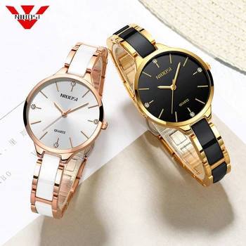 NIBOSI Women Watches Luxury Female Rose Gold Diamond Ladies Quartz Wrist Watch Waterproof Ceramic Watch Women Relogio Feminino luxury crystal women wrist watches rose gold silver steel belt watch fashion starry diamond ladies quartz clock relogio feminino
