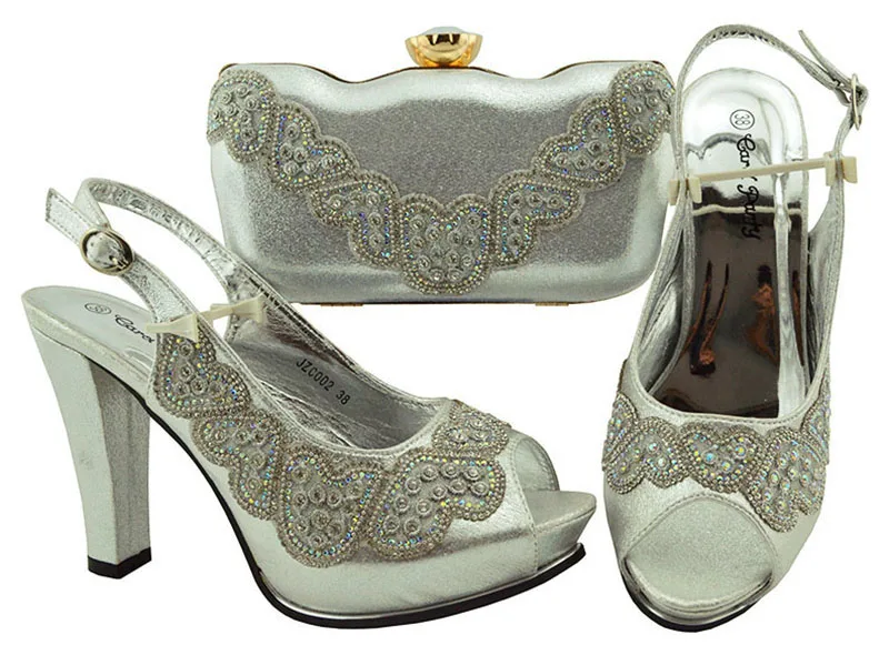 

Newest african aso ebi wedding party shoes and bag matching set for wedding sandal silver shoes and clutches bag SB8305-4