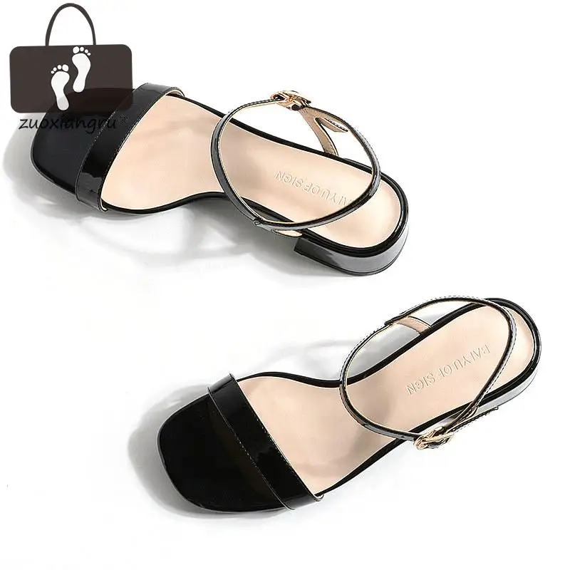 

Summer New Style Women's Sandals Women's Fashion Sweet Casual High Heels Open Toe Solid Color Sandals Square Heel Sandals