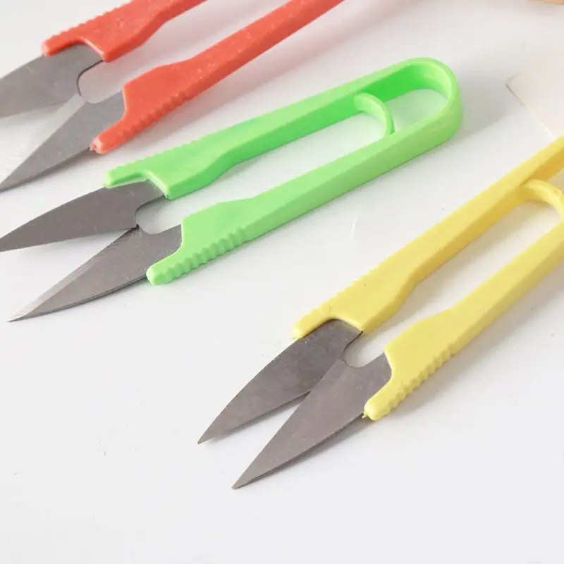 

Stainless Steel U Shape Mini Scissor Anti Slip Plastic Handle Stitch Sewing Snip Thread Cut Line Trimming Nipper Household Tool