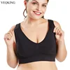 VEQKING M-XXL XXXL 4XL 5XL 6XL de gran tamaño Sujetador deportivo negro Blanco transpirable alambre libre dormir diaria sujetador de La Yoga las mujeres acolchado deporte ► Foto 1/6