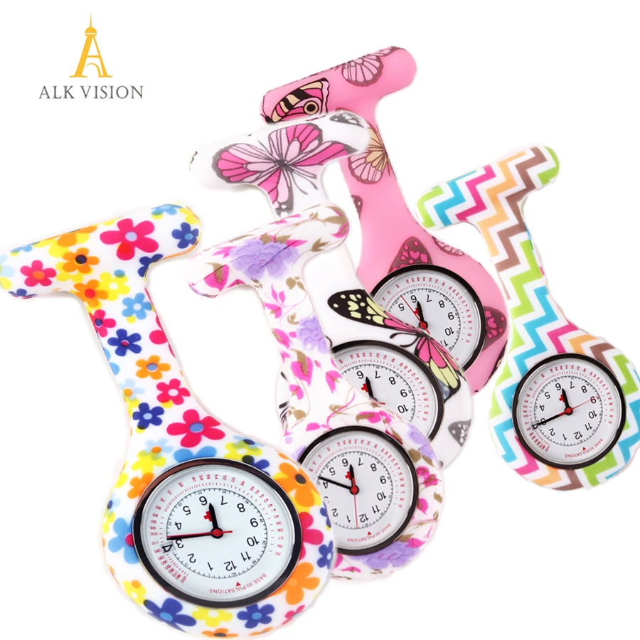 

Calendar date silicone nurse watch fob pocket watch doctor nurse gift butterfly pattern Japanese hospital nurse watch ALK VISION