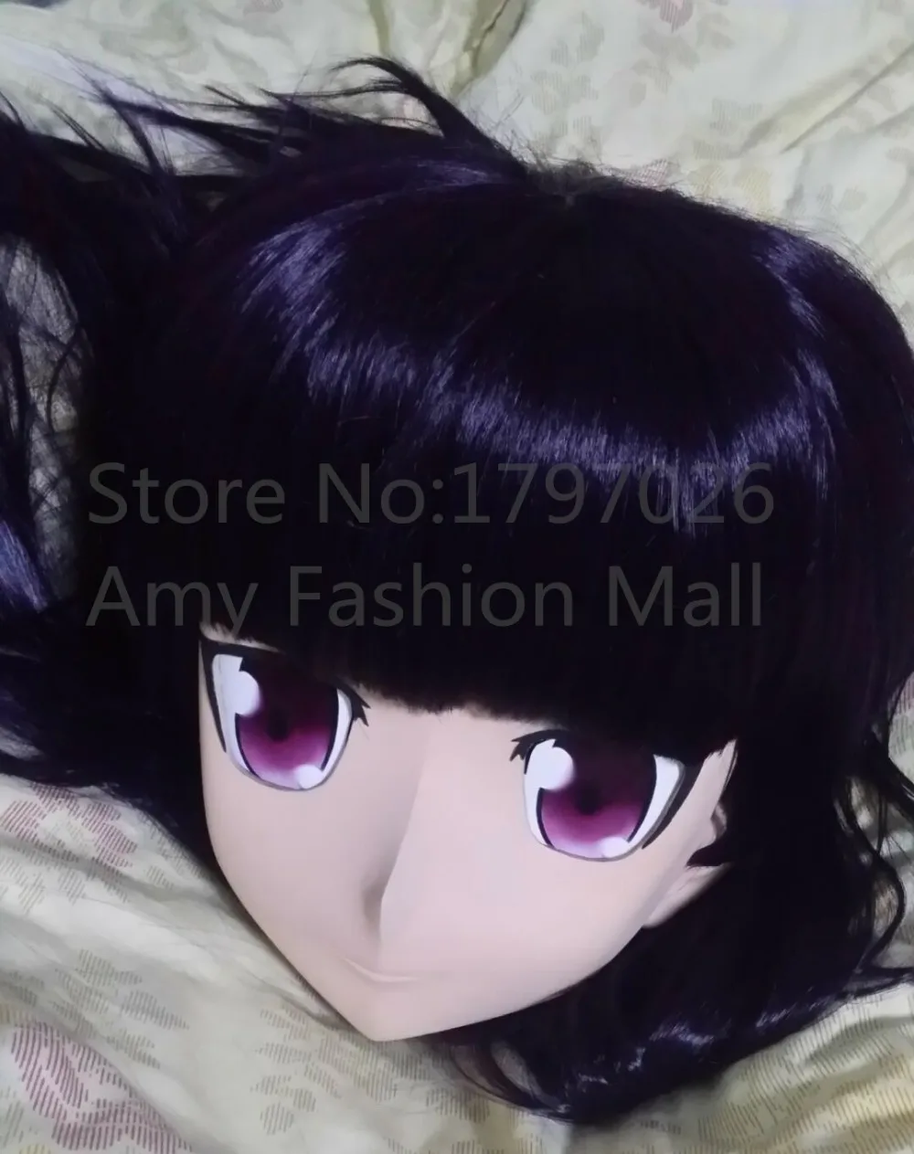 New Arrival Girl Silicone Full Head Kigurumi Masks Cosplay Purple Eyes Crossdresser Kigurumi Mask with Wig