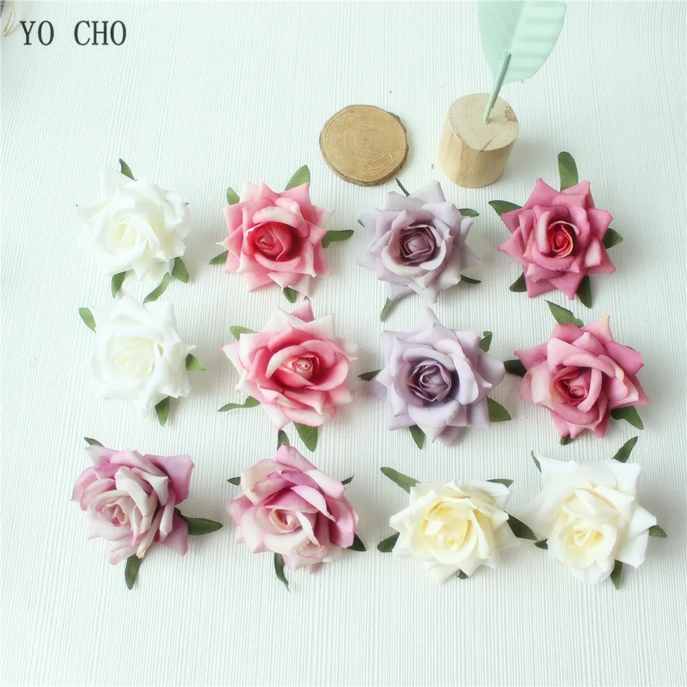 Rose Artificial Flower Head White Pink Silk Peony Wedding Party Decoration DIY Decorative Fake Flower  (20)
