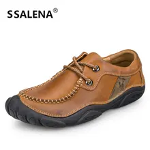 2018 Genuine Leather Casual Men Dress Shoes Men Wedding Formal Flats Shoes Round Toe Comfortable Office Men Dress Shoes AA20561