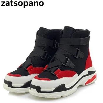 

Plus Size 29-46 Casual Hook&Loop Warm Plush Winter Shoes Women Ankle Boots Thick Platform Sneakers Faux Suede Short Short Boots