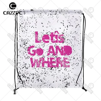 

Pink typography design black splatters ink jet pattern Print Custom individual Nylon fabric Drawstring Backpack gift bag