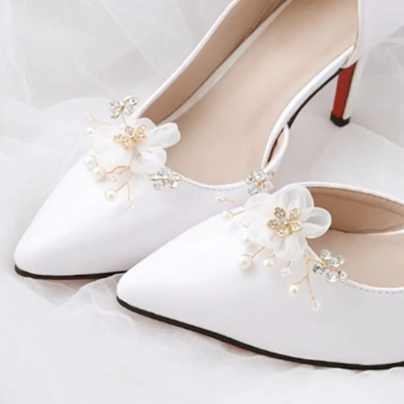 Shoe Clip Floral Simulated Pearl Mini Decoration DIY Women Sandals Charms Flower Clips Shoes Buckle Fashion Elegant Accessories