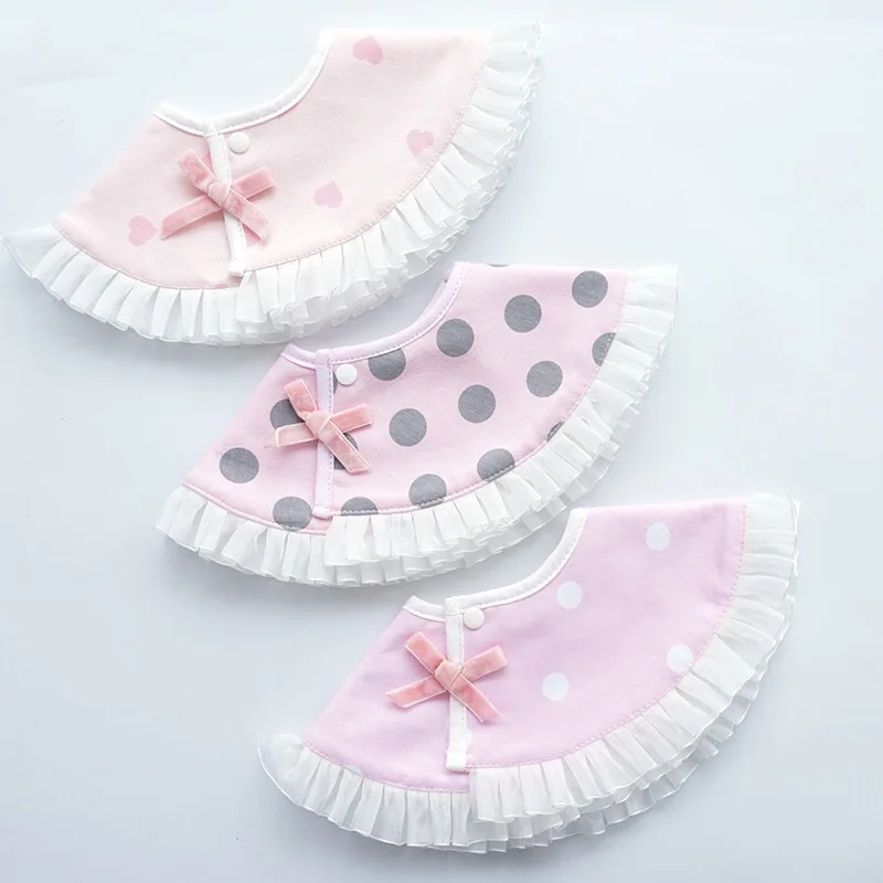 Ins Korean version of the baby 360 degree round rotatable bib baby cotton saliva towel lace bibs saliva