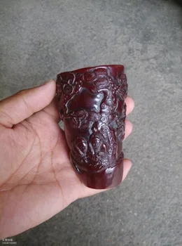 

Collection old rhinoceros horn bone snuff bottle, pine and old man, best adornment & collection, free shipping