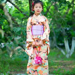 Новинка, кимоно для девочек в японском стиле, детское элегантное торжественное платье с цветочным принтом юката, карнавальный костюм для