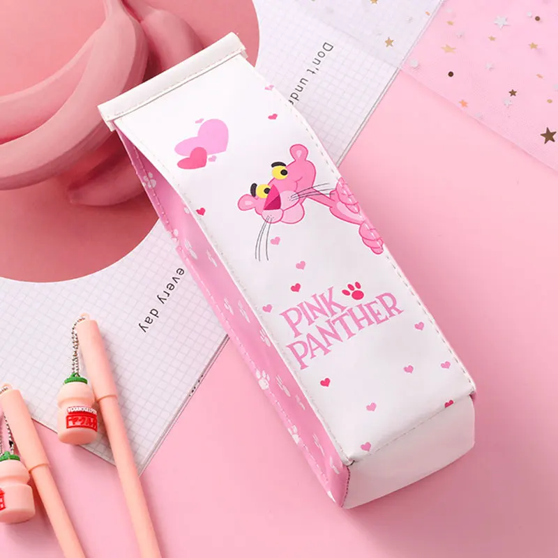 Креативный кожаный Забавный чехол для ручки с пантерой, розовая коробка с молоком, стильная ручка, сумка для карандашей, мешочек для карандашей для девушек, студентов, канцелярские принадлежности, подарки - Цвет: 1