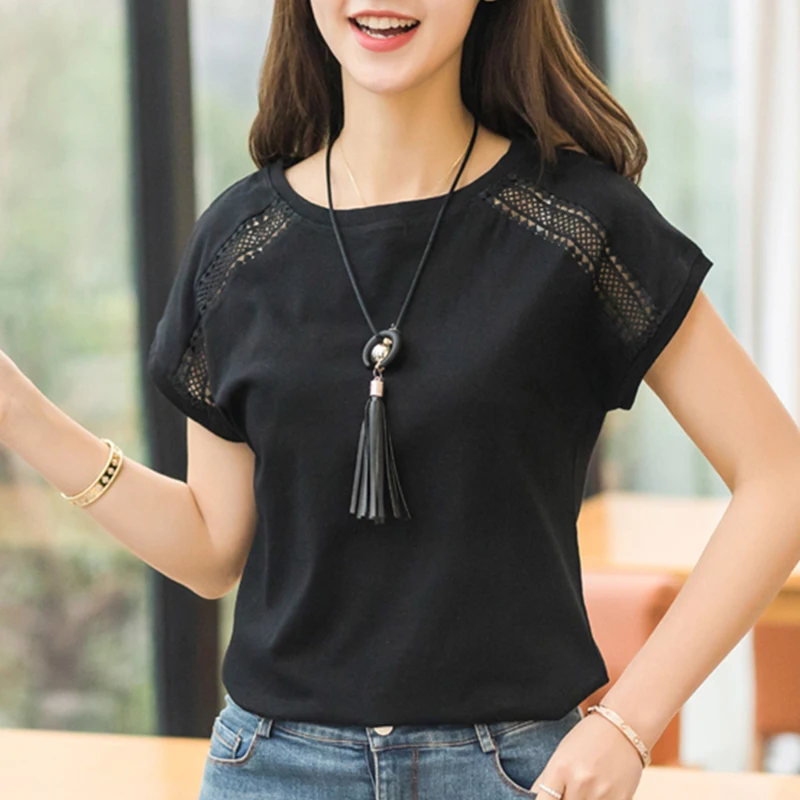 2018 летние шорты рукав блузки для Для женщин Femme хлопок белье Мода blusas топы плюс