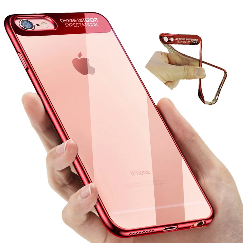 Роскошный мягкий чехол-бампер с покрытием для Iphone X 6 6s 7 8 Plus чехол прозрачный Fundas