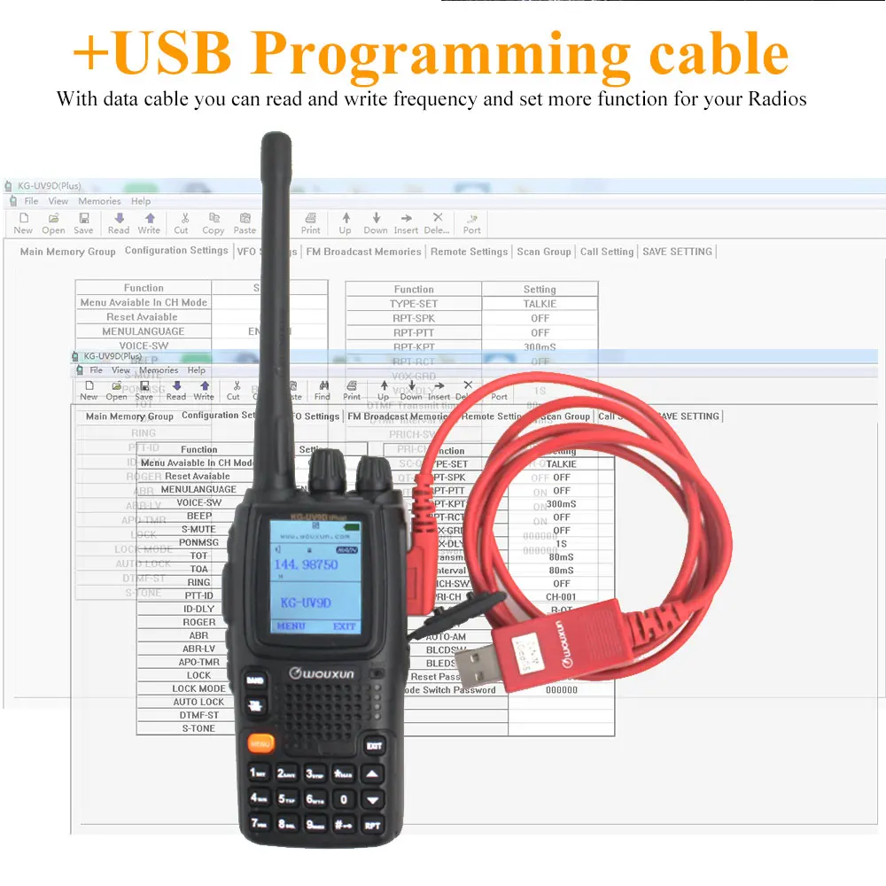 Wouxun KG-UV9D Plus vhf uhf многофункциональное радио DTMF 2 Way Raido 7 полос рация для безопасности - Цвет: Add USB