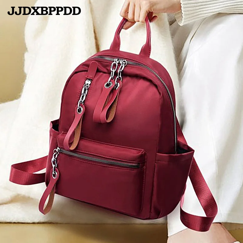 

JJDXBPPDD Oxford Backpack Women Leather Backpacks For Teenage Girls School Bags Fashion Vintage Solid Black Shoulder Bag