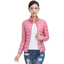 90% белые женские пальто на утином пуху весна осень тонкая Ультра легкая верхняя одежда меховой жакет с вортником стойкой плюс размер женские куртки YP1071