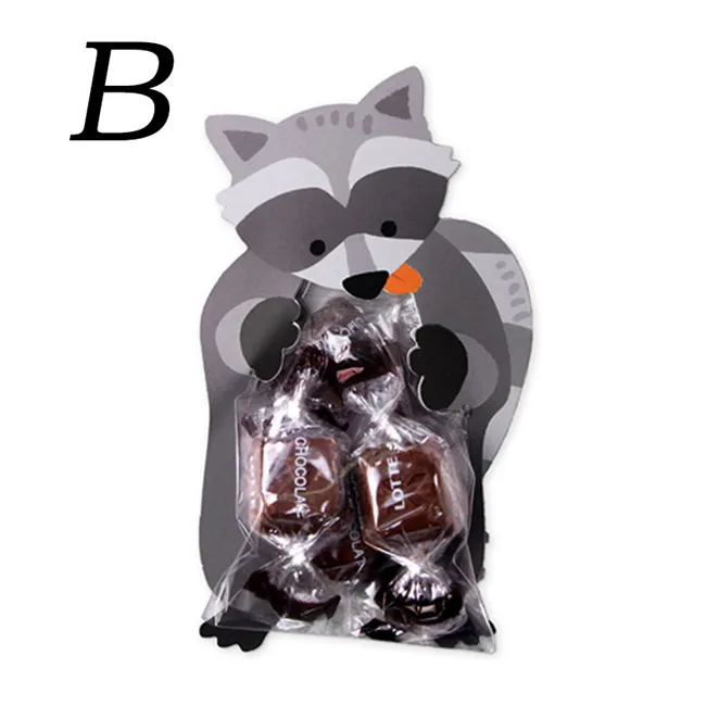 20 шт. упаковка печенья милые конфеты Кролик Медведь Лиса мультфильм пластиковые сумки для Подарочная сумка выпечки пакет с карточкой головы 7A0847 - Цвет: B