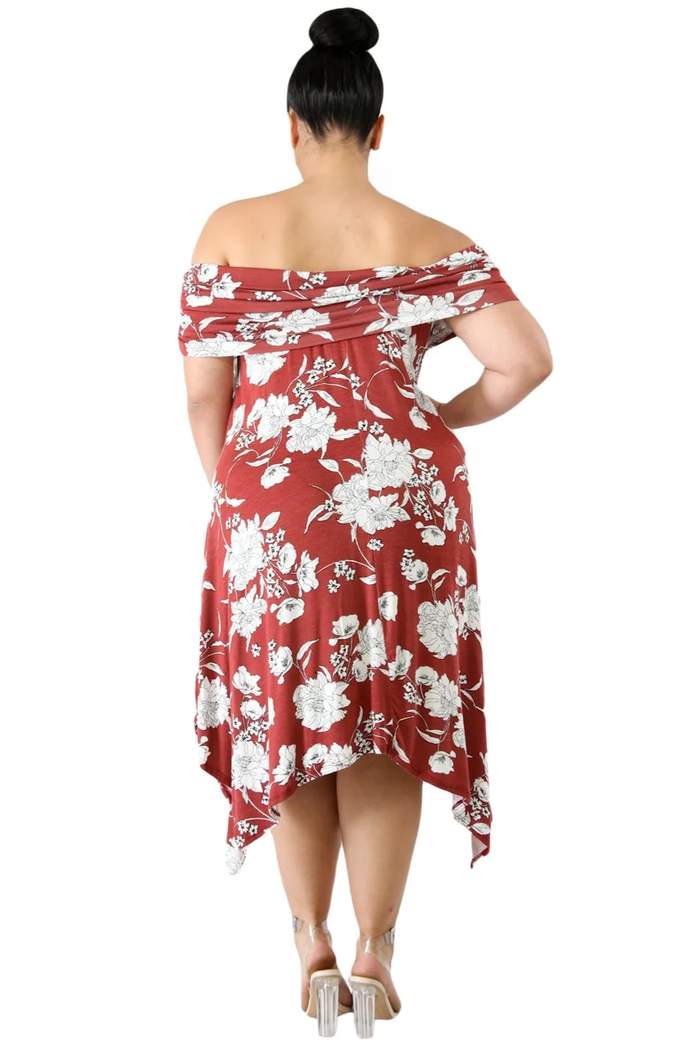 Burgundy-Floral-Print-Off-Shoulder-Curvy-Dress-LC610120-3-3