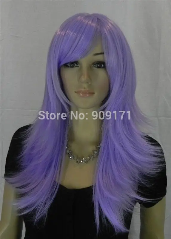 FREE SHIPPING&gt****^^ NEW lavender long straight cosplay full wig cos |