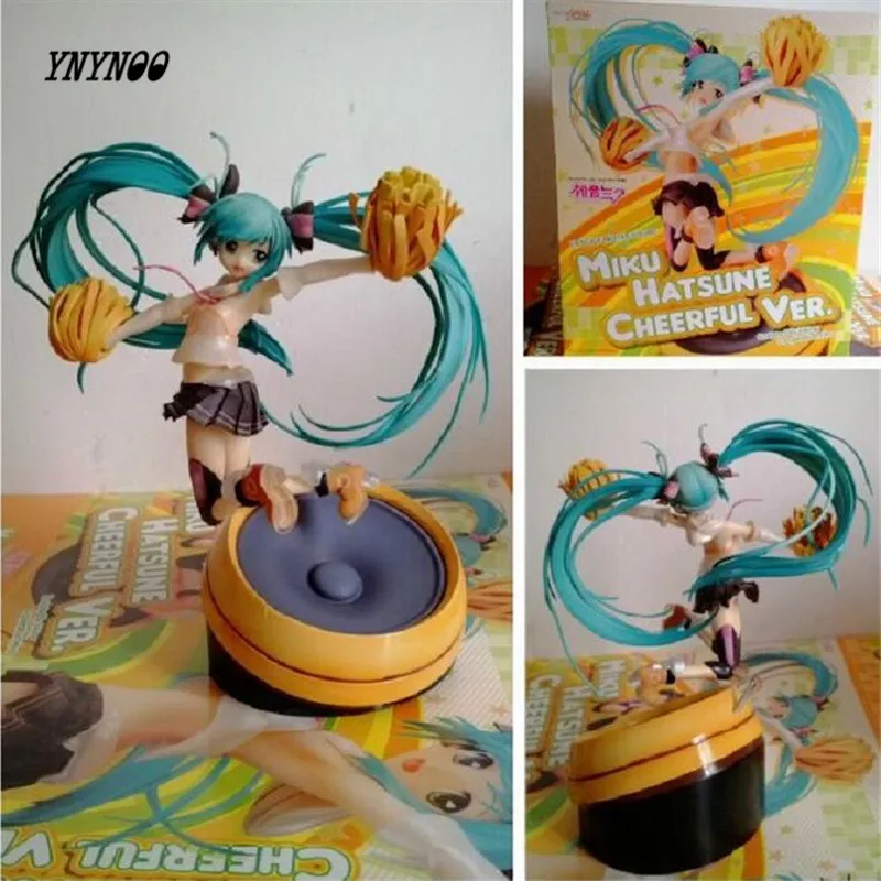 

YNYNOO Free Shipping beautiful 8" Volcaloid Hatsune Miku Singing Anime PVC Action Figure Collection Model Toy Cheerful Ver.miku