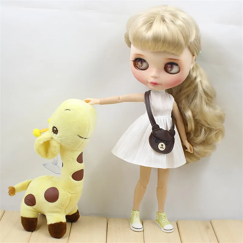 Наряды для куклы Blyth белое платье с сумка Teddy милый наряд для ледяной, jerryberry, licca, pullip